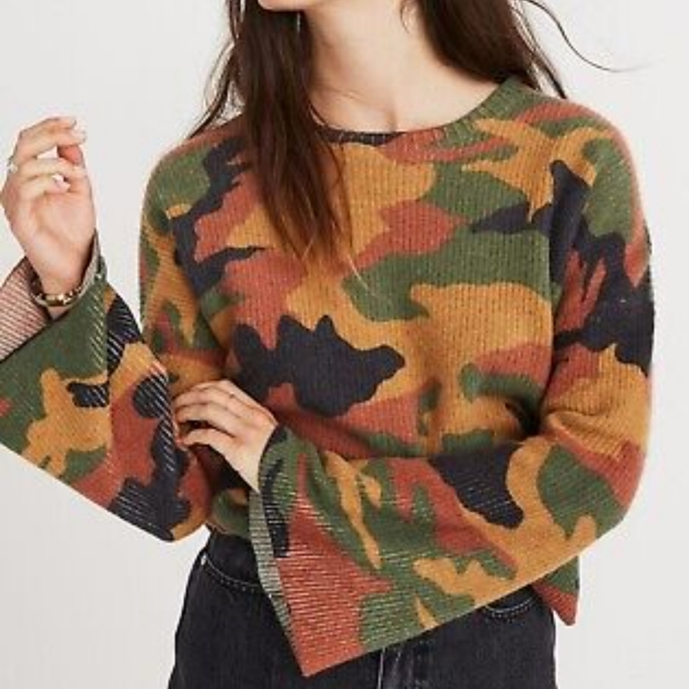 Madewell Wool Cottontail Camo Sweater Merino Wool